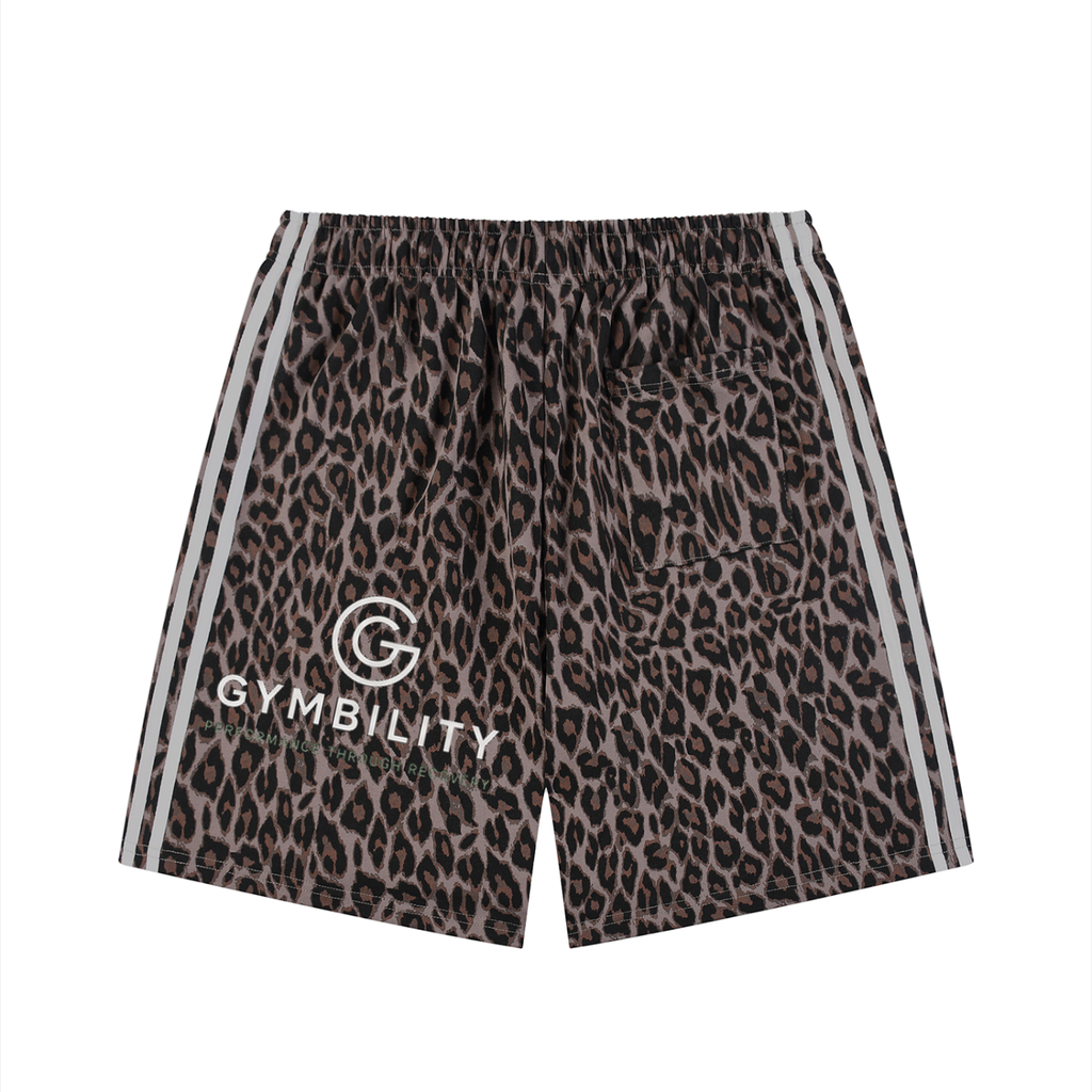 Unisex Heavyweight Leopard Drawstring Shorts