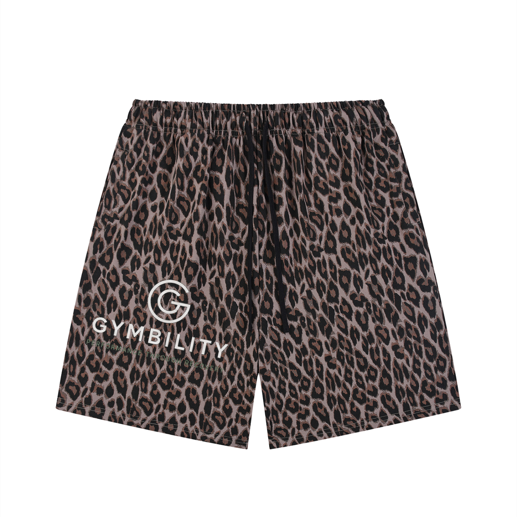 Unisex Heavyweight Leopard Drawstring Shorts