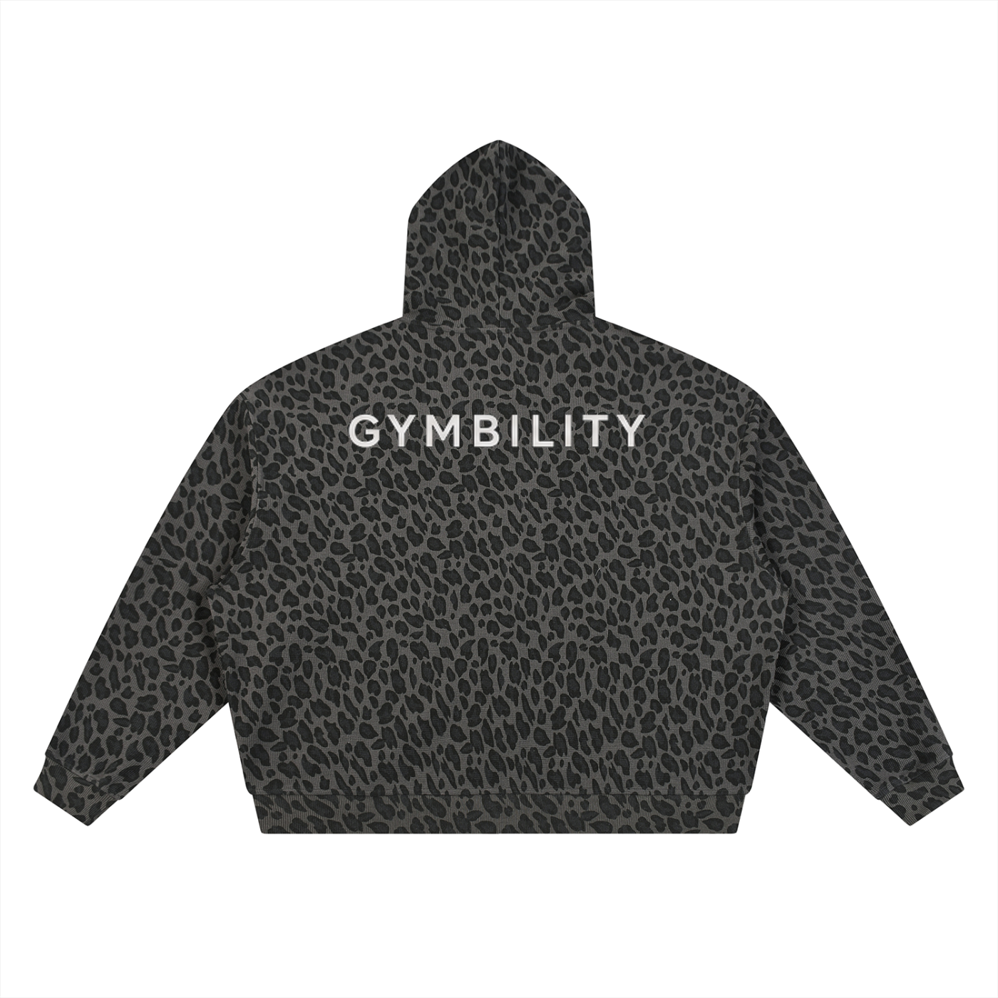 Unisex Leopard Print Waffle Full Zip Hoodie
